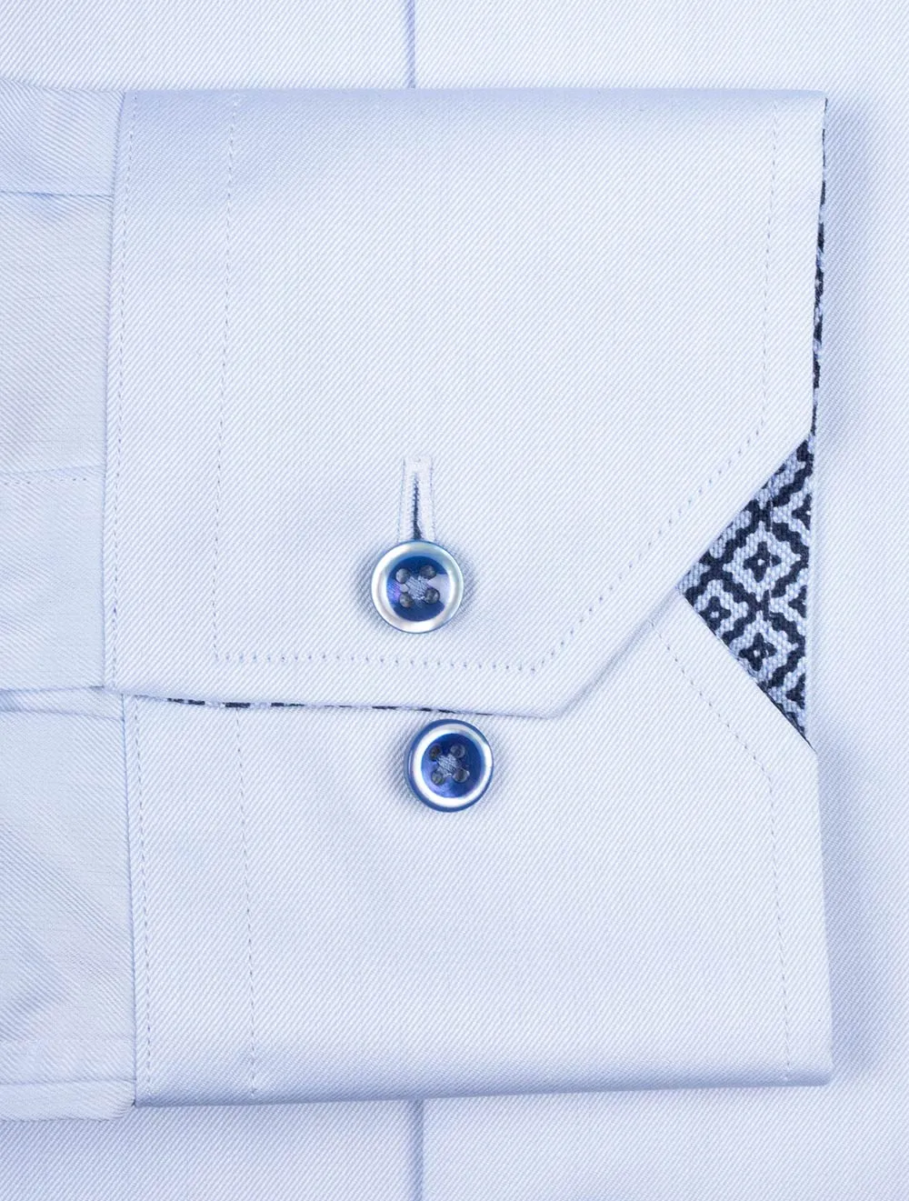 Blue Contrast Twill Slim Shirt