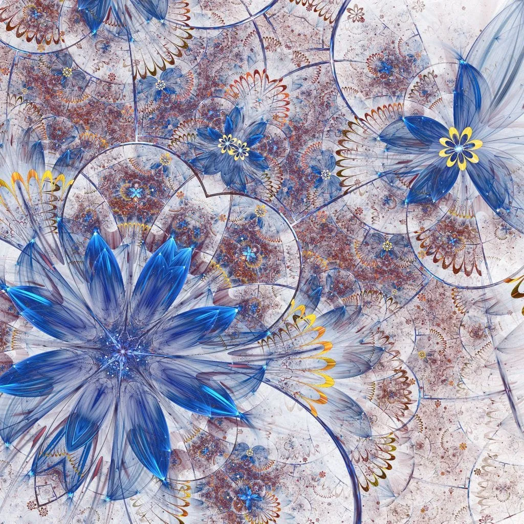 Blue Fractal Flower Design