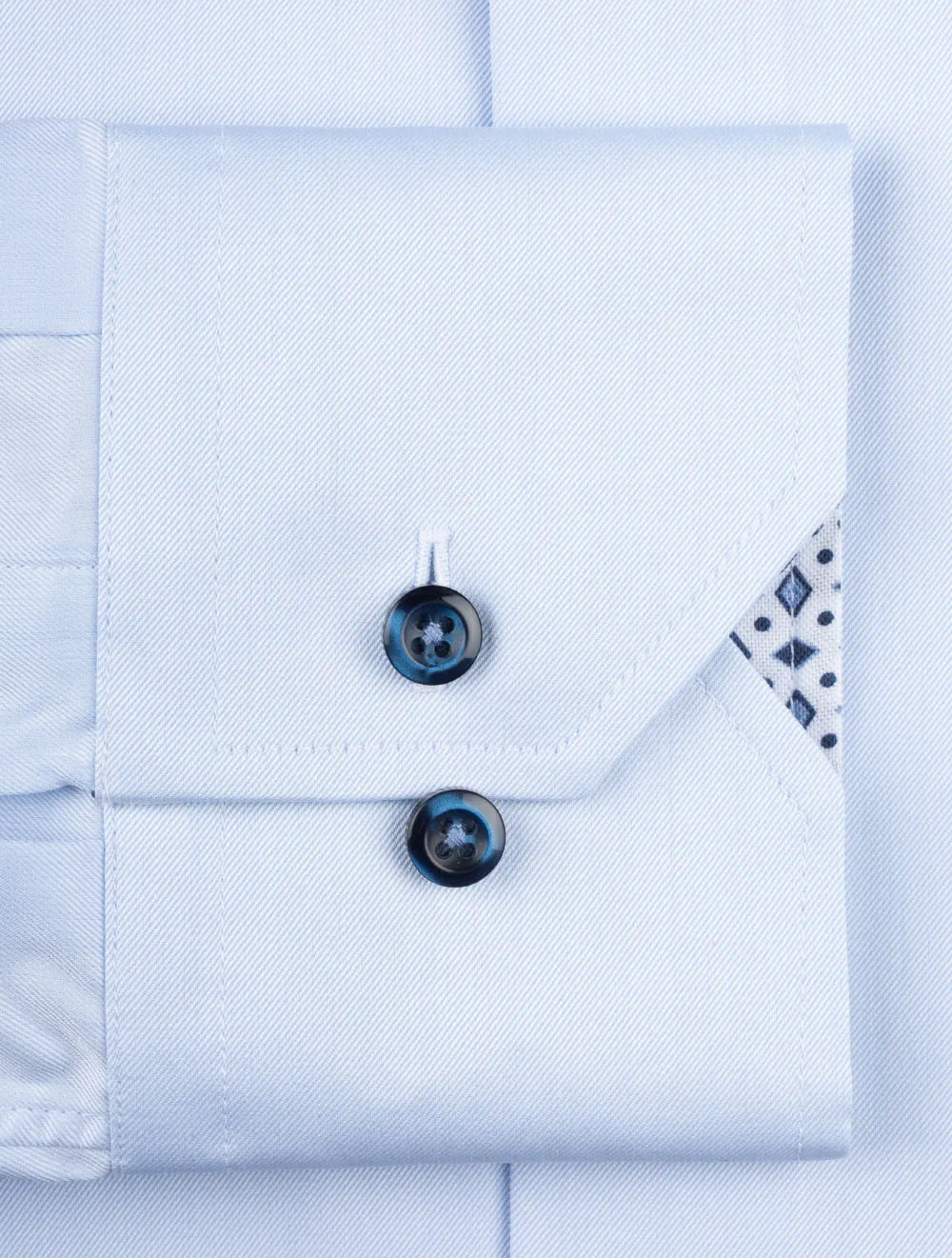 Blue Plain With Inlay Fitted Body Shirt