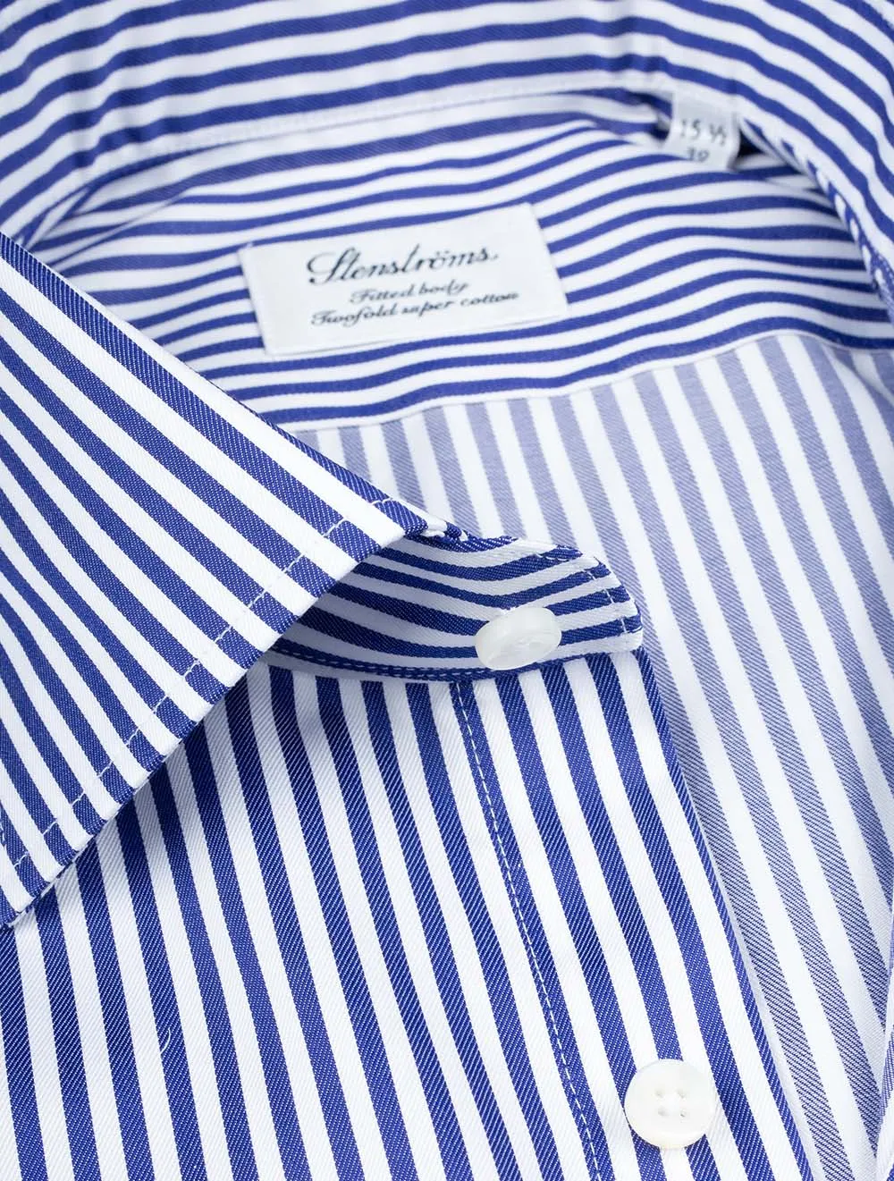 Blue Stripe Cotton Fitted Body Shirt