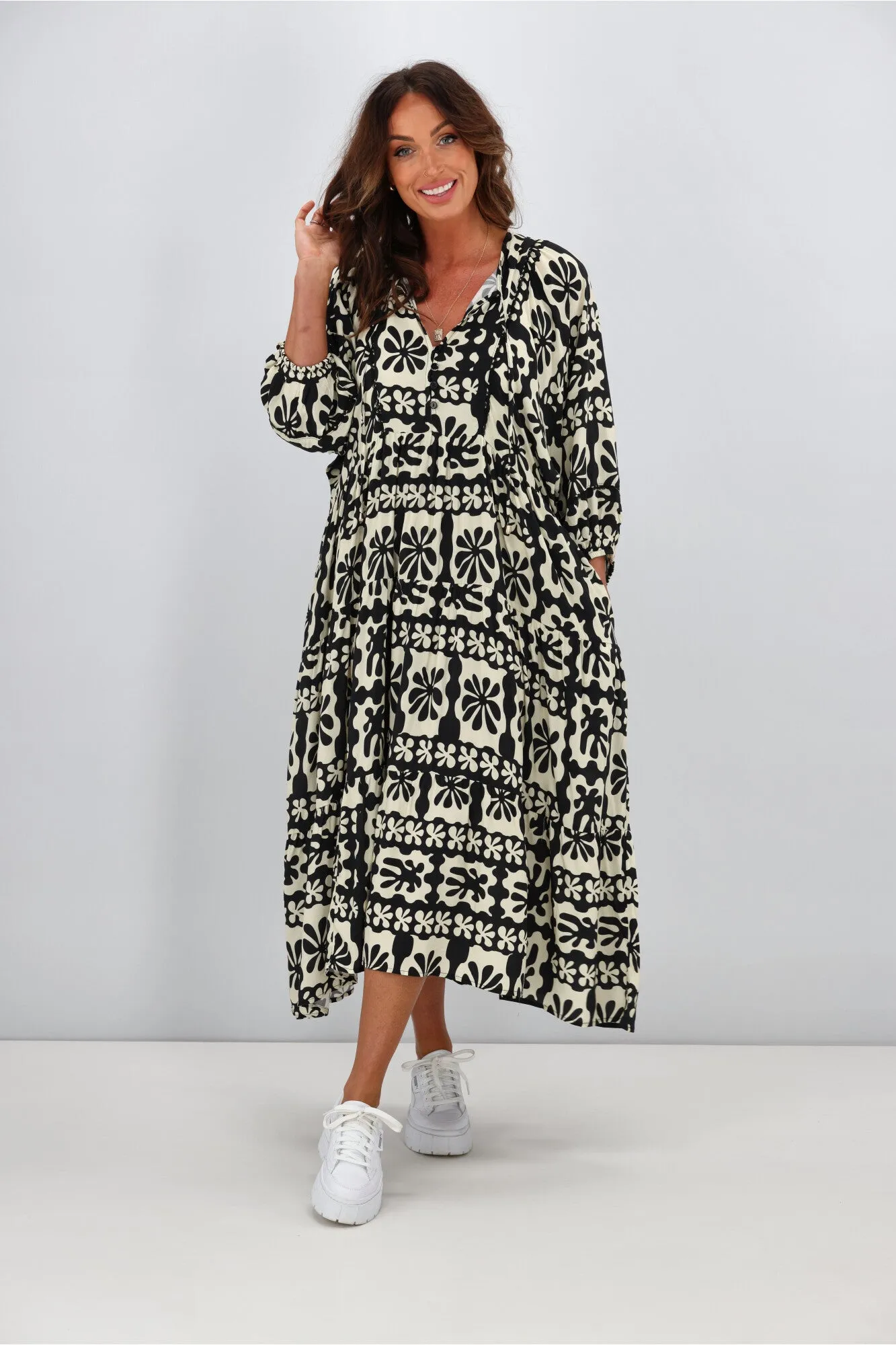 Boho Australia Barrett Dress Black Cream