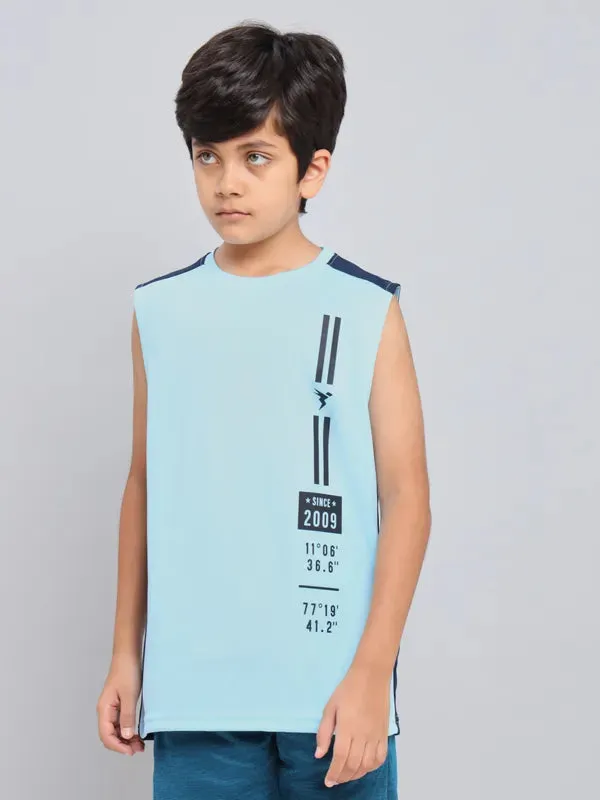 Boys Printed Slim Fit Crew Neck T-shirt with TECHNO GUARD