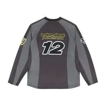 Broken Planet Market Football Long Sleeve Tee Black/Grey