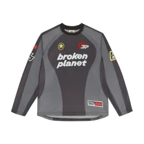 Broken Planet Market Football Long Sleeve Tee Black/Grey