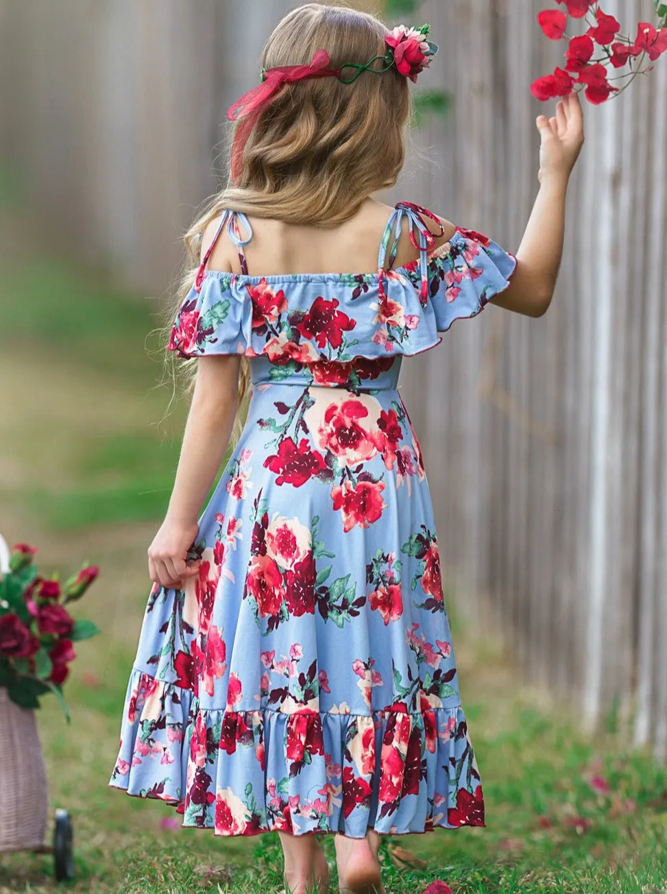 Buttercup Blues Cold Shoulder Maxi Sundress