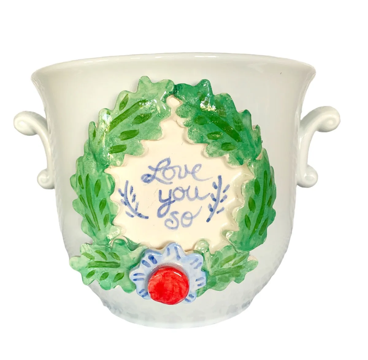 Cache Pot with Wreath and Flower