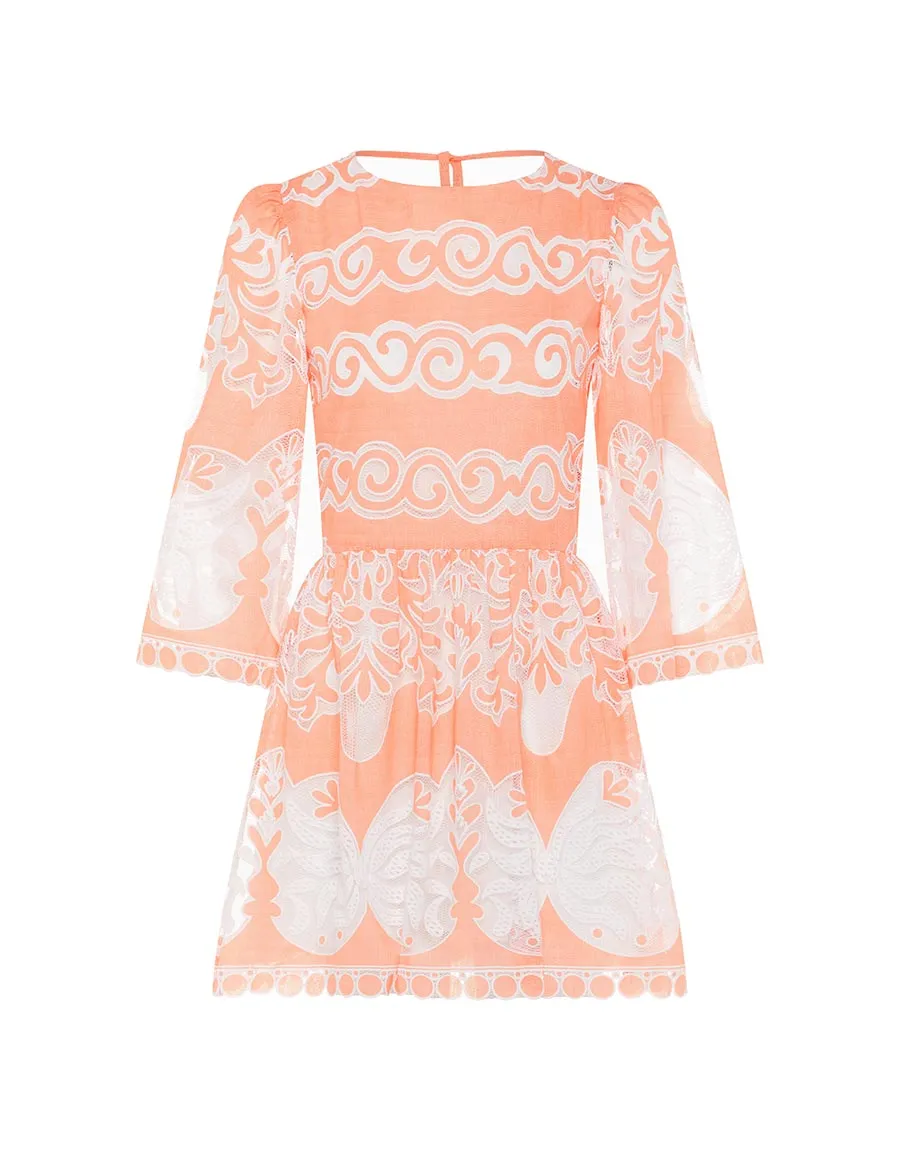 Carly Lace Mini Dress - Sunbath Coral