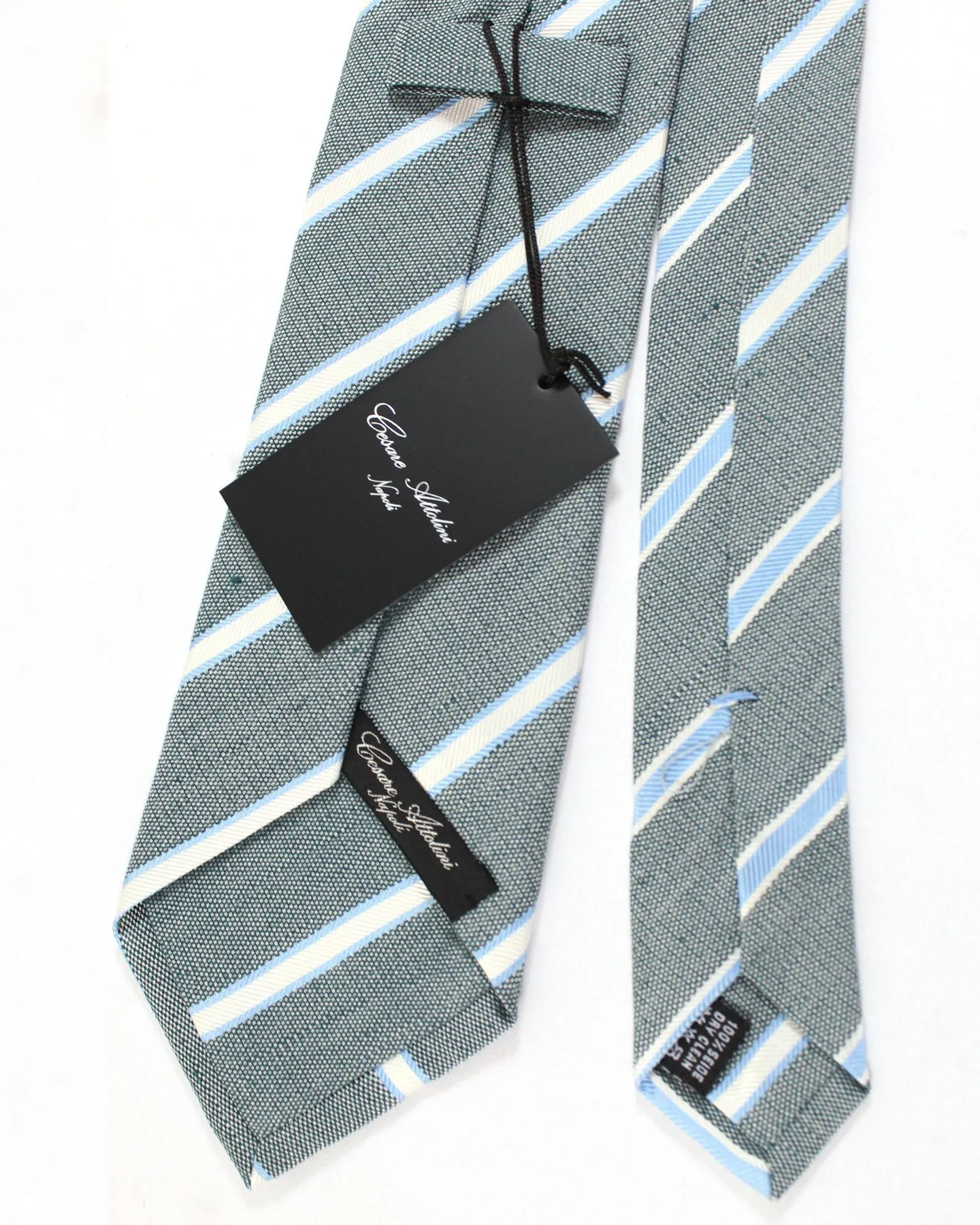 Cesare Attolini Silk Tie Blue Stripes SALE