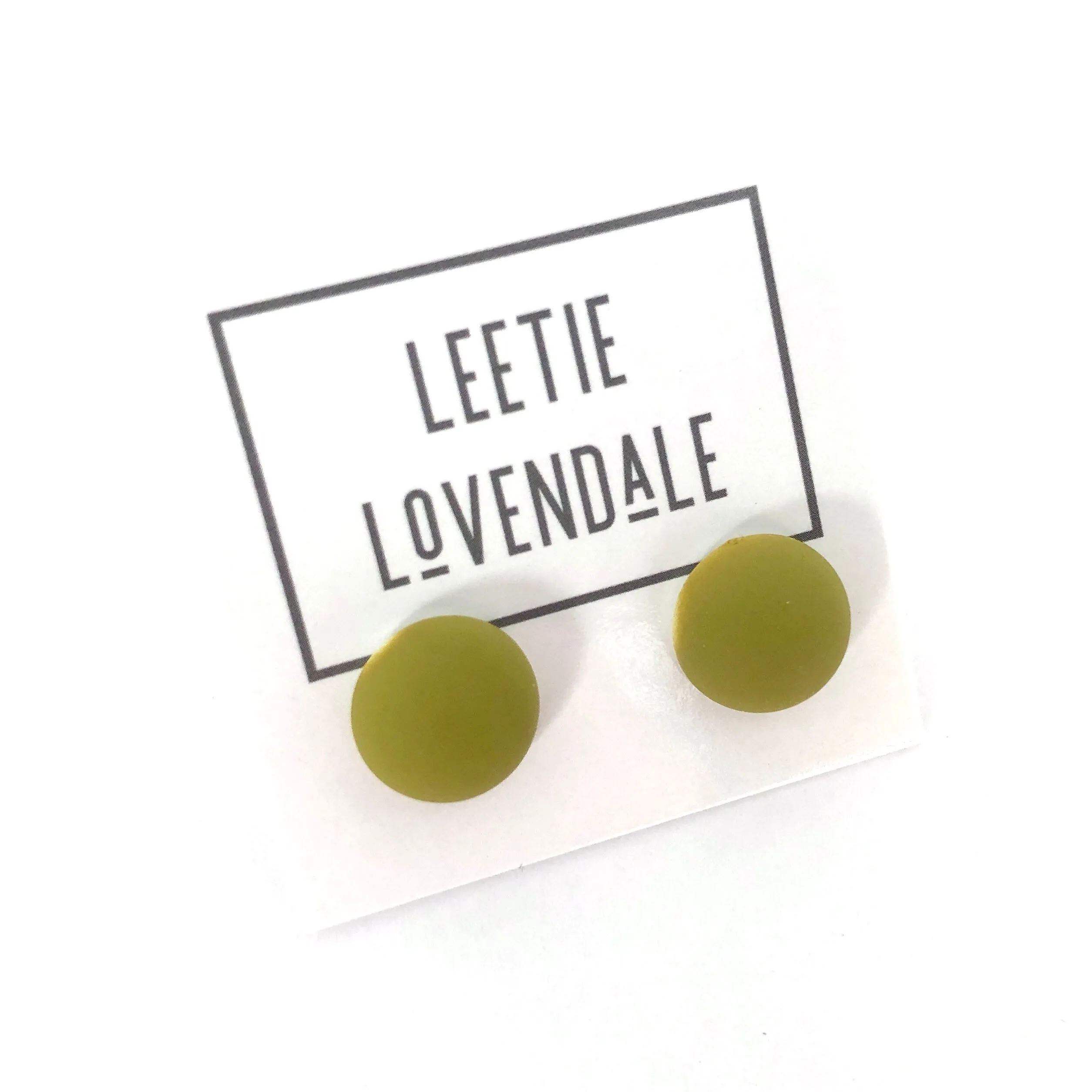 Chartreuse Velvet Retro Button Stud Earrings