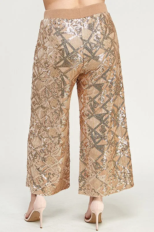 Chasing Mistletoe Gold Sequin Pants