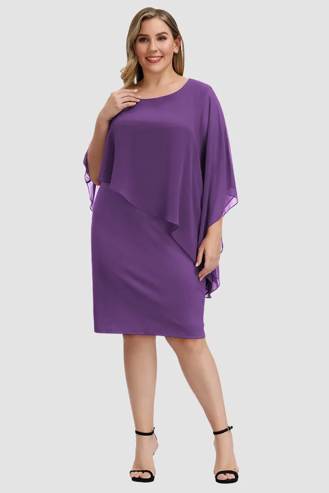 Chiffon Capelet Decorated Pencil Dress