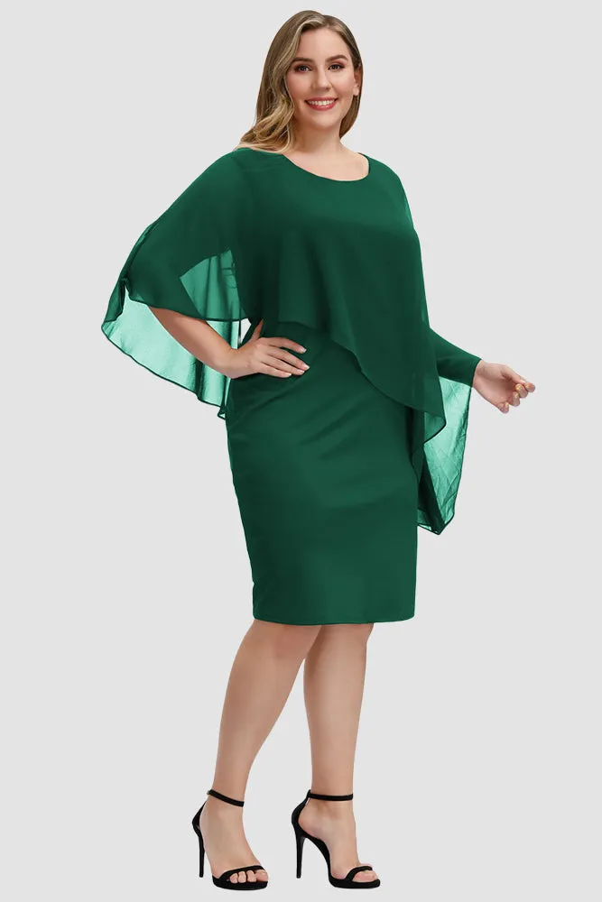 Chiffon Capelet Decorated Pencil Dress