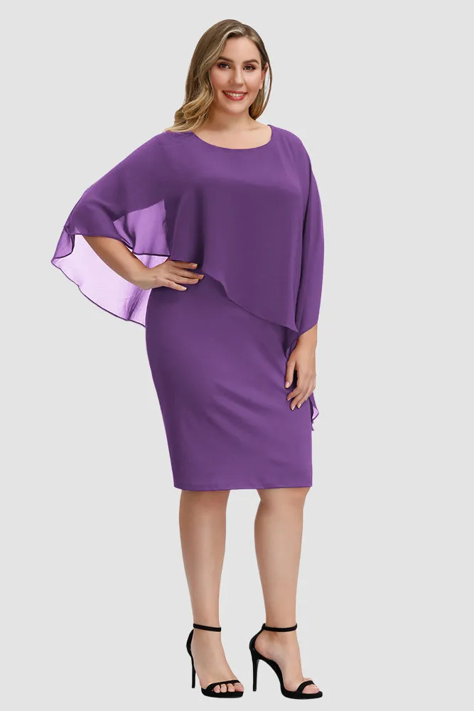 Chiffon Capelet Decorated Pencil Dress