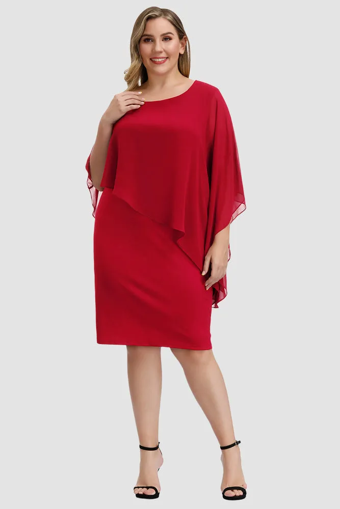 Chiffon Capelet Decorated Pencil Dress