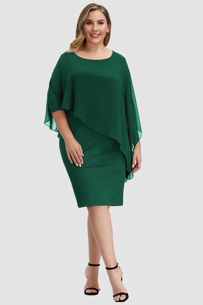 Chiffon Capelet Decorated Pencil Dress