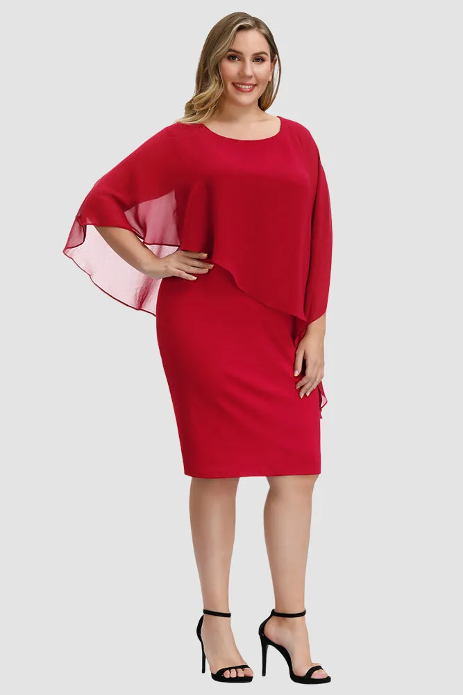 Chiffon Capelet Decorated Pencil Dress