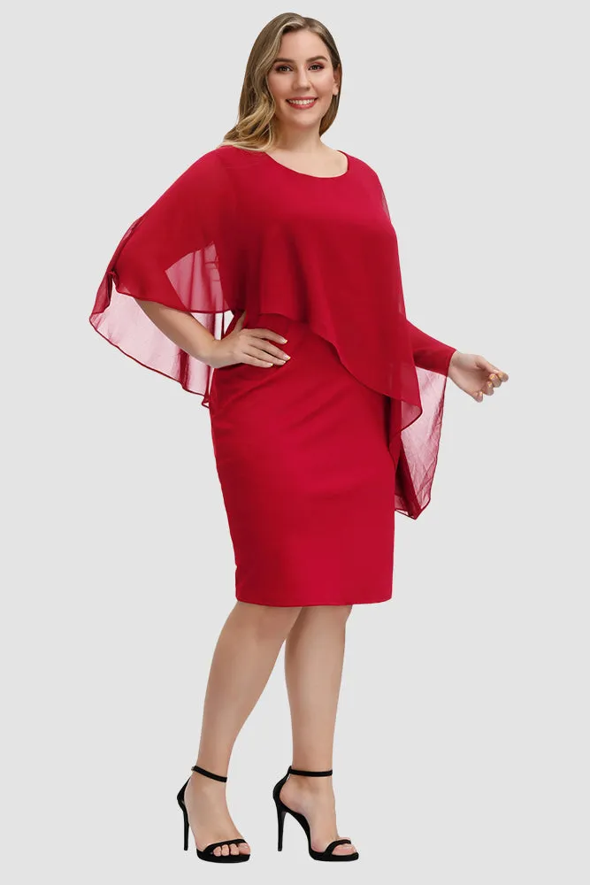 Chiffon Capelet Decorated Pencil Dress