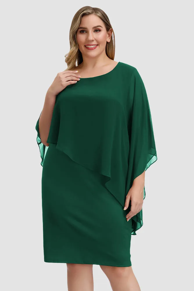 Chiffon Capelet Decorated Pencil Dress