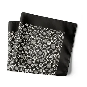 Chokore Black & White Birds Silk Pocket Square from the Wildlife range