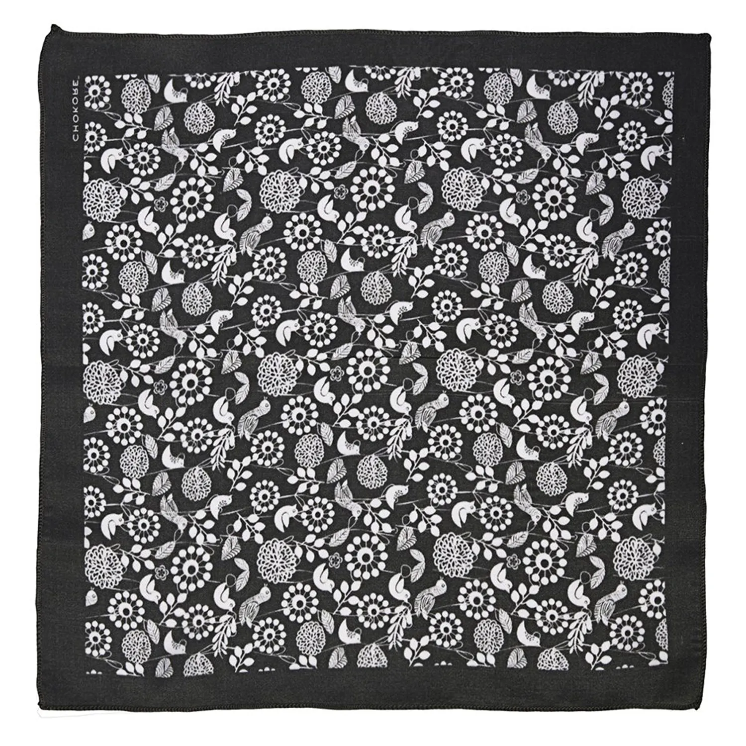 Chokore Black & White Birds Silk Pocket Square from the Wildlife range