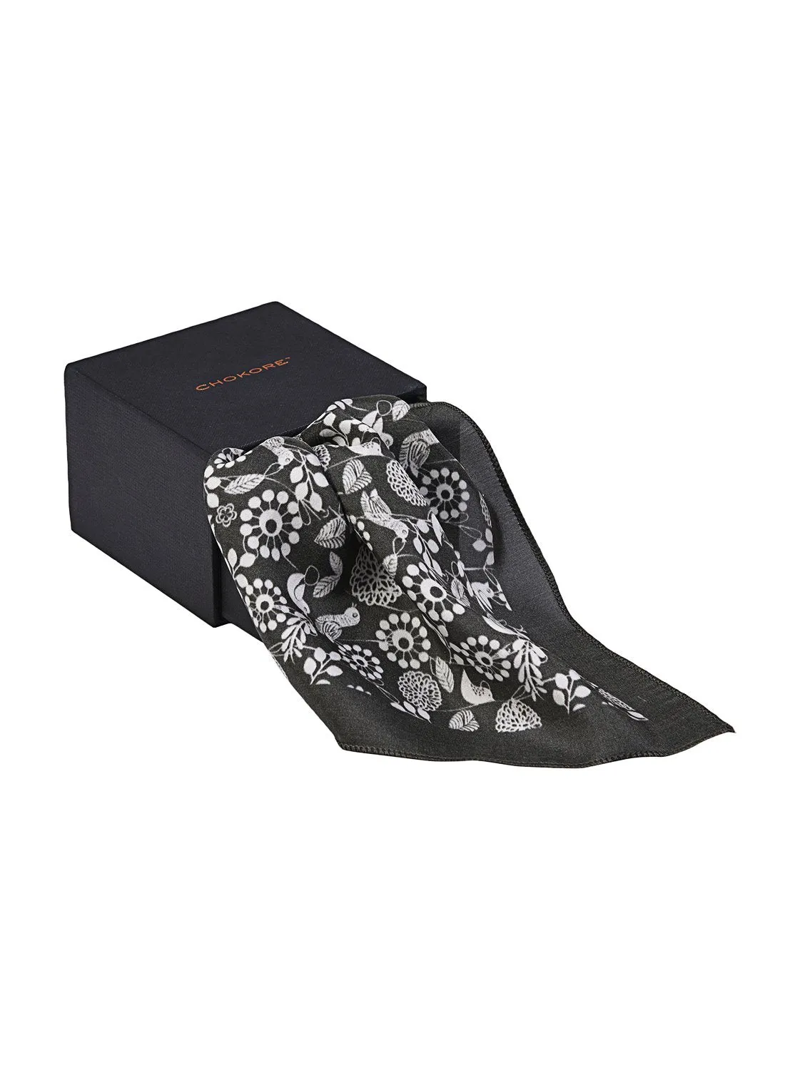 Chokore Black & White Birds Silk Pocket Square from the Wildlife range