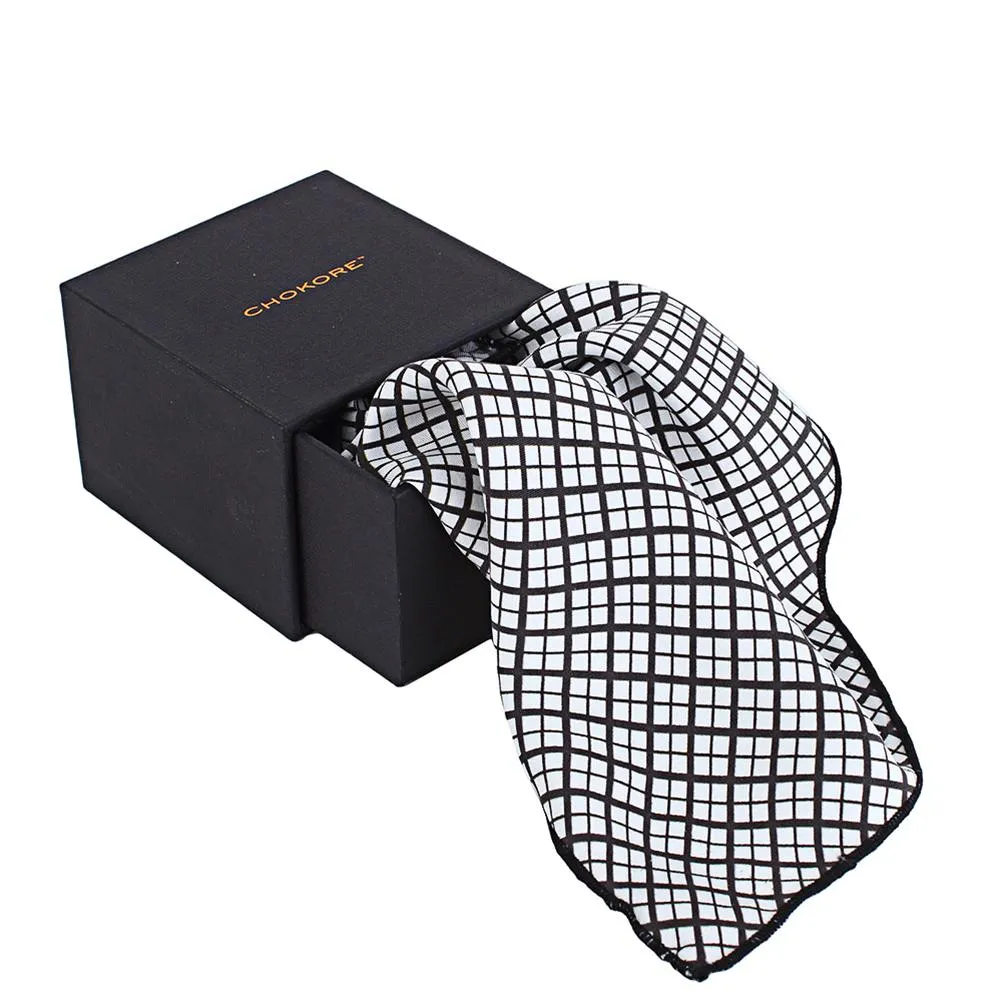 Chokore Black & White Pocket Square - Plaids line