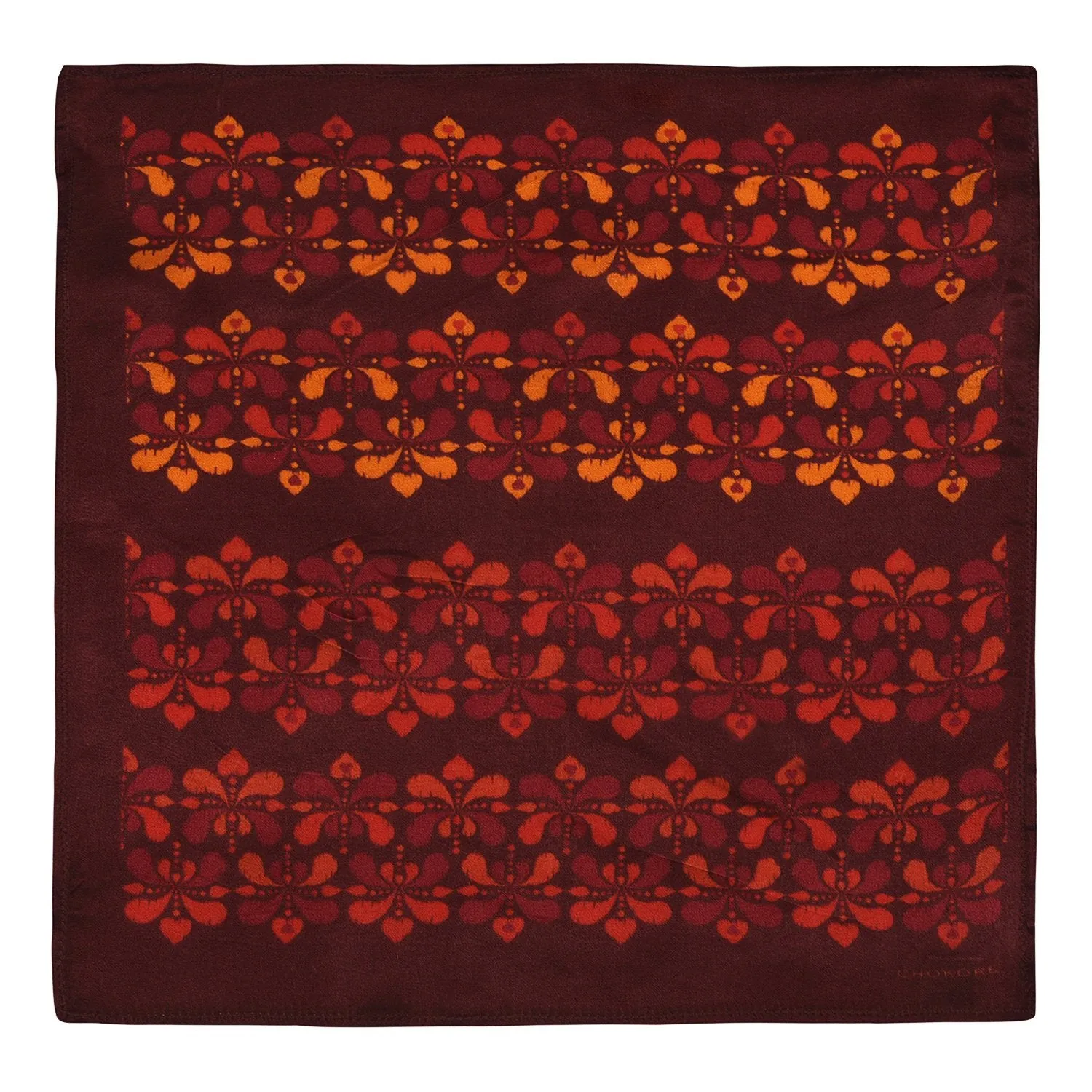 Chokore Burgundy Silk Pocket Square -Indian At Heart line