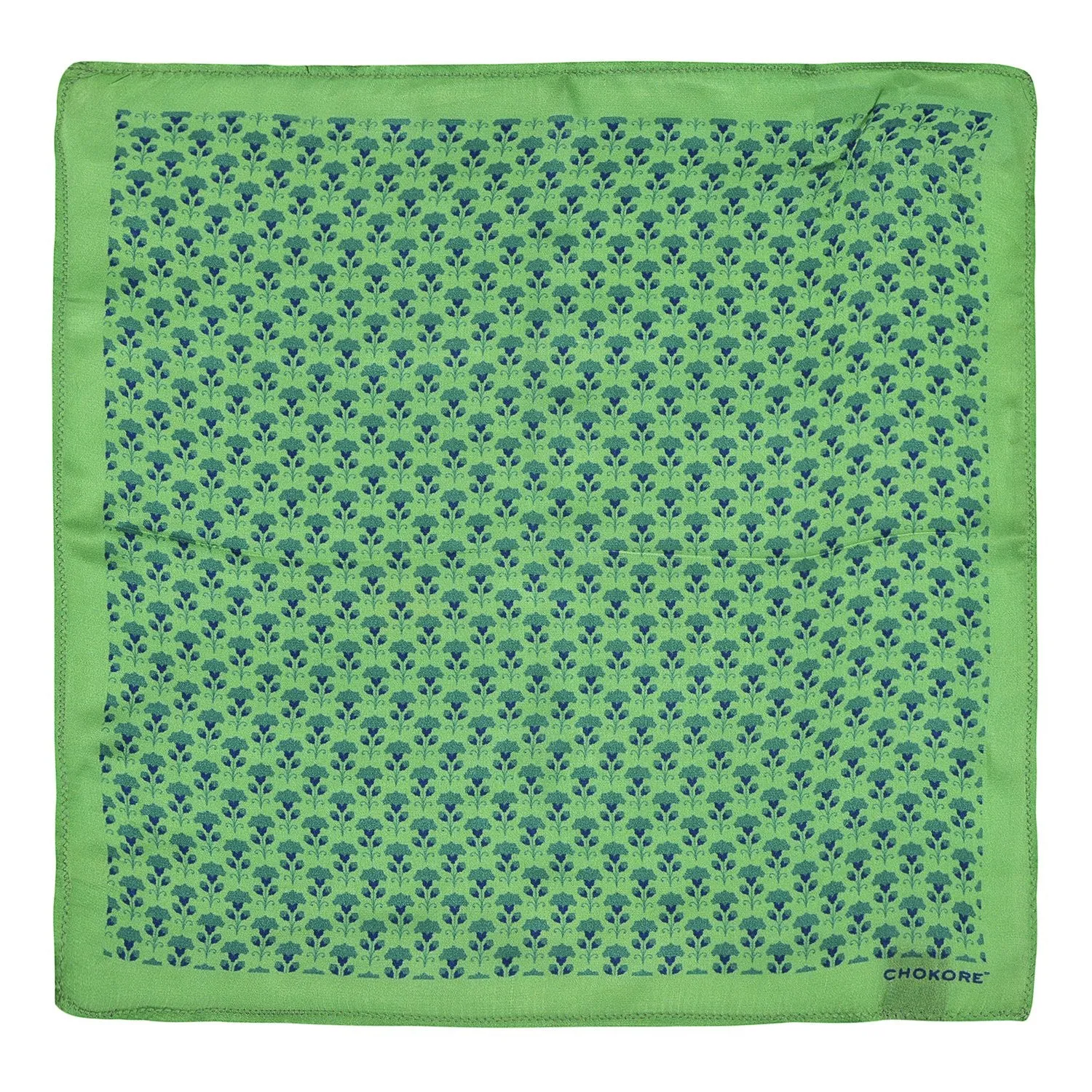 Chokore Light Green Silk Pocket Square - Indian At Heart line