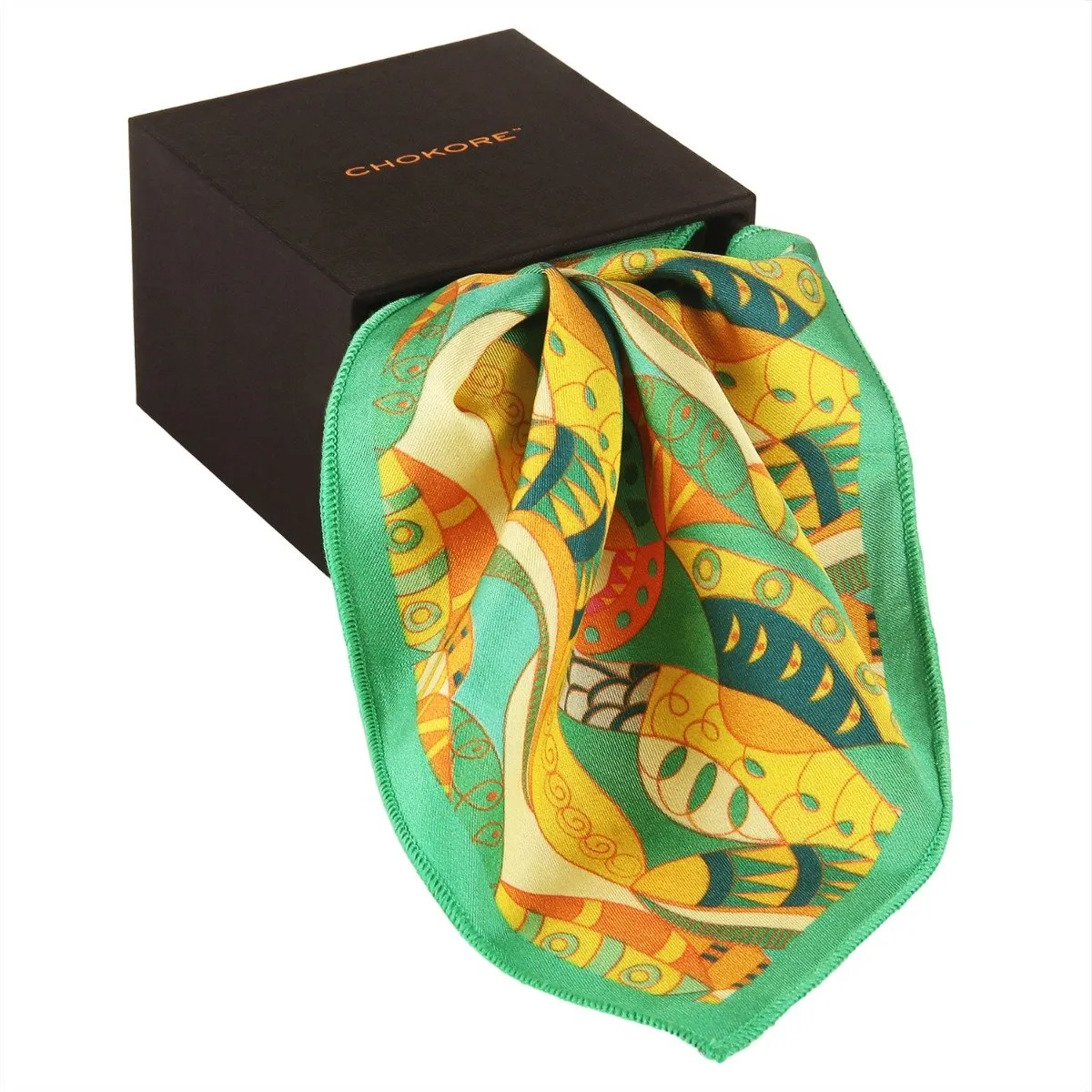 Chokore Multicolour Silk Pocket Square for Men