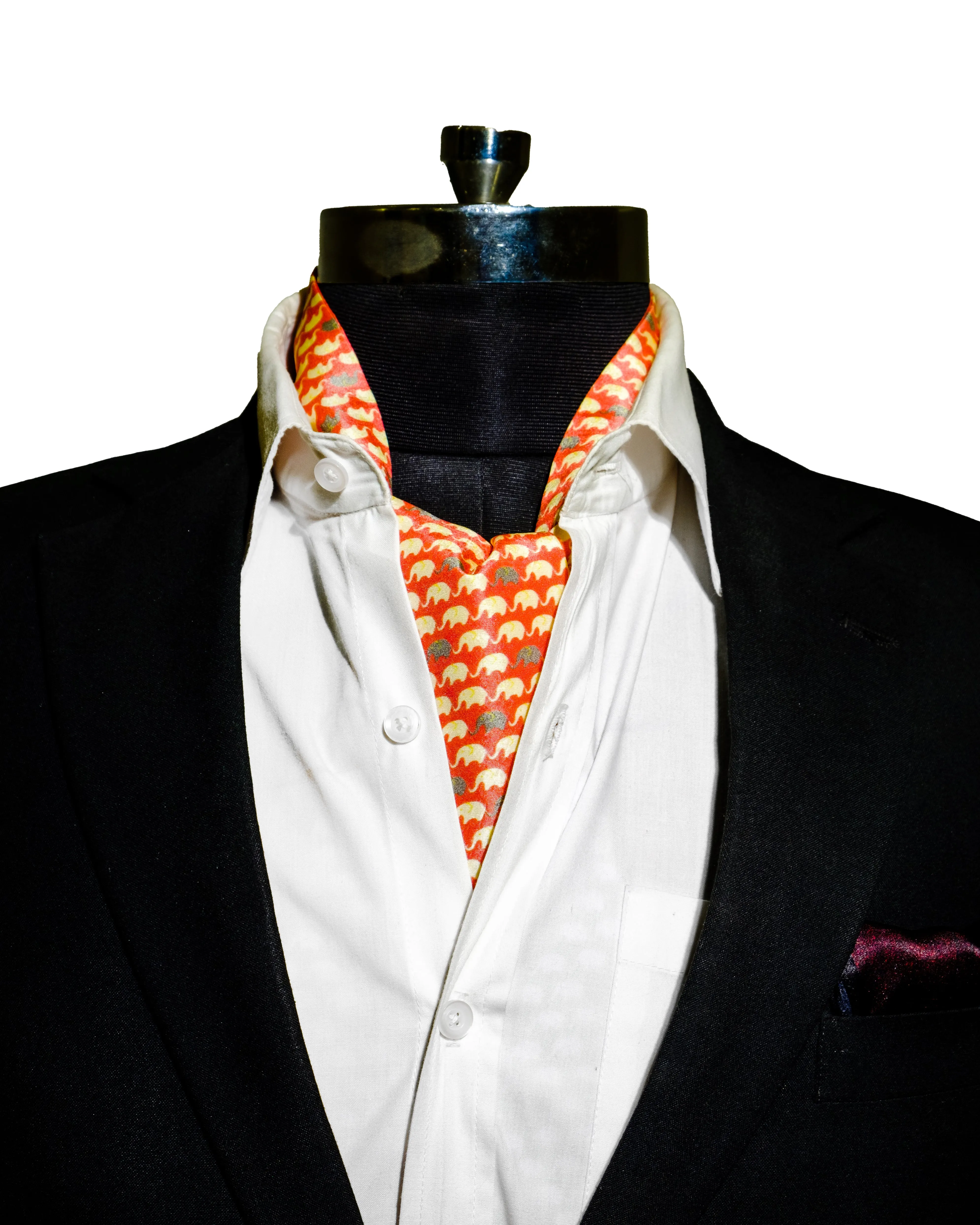 Chokore Pink & White Elephant Silk Cravat