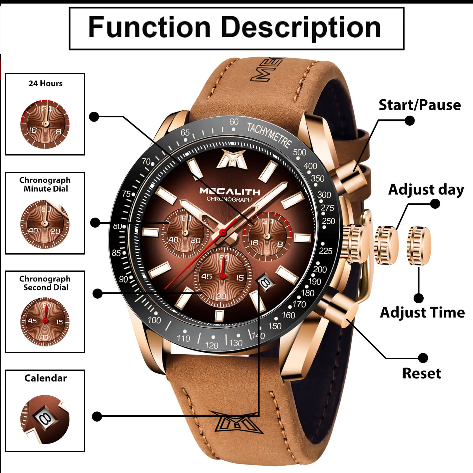 Chronograph Watch | Leather Band | 8274M