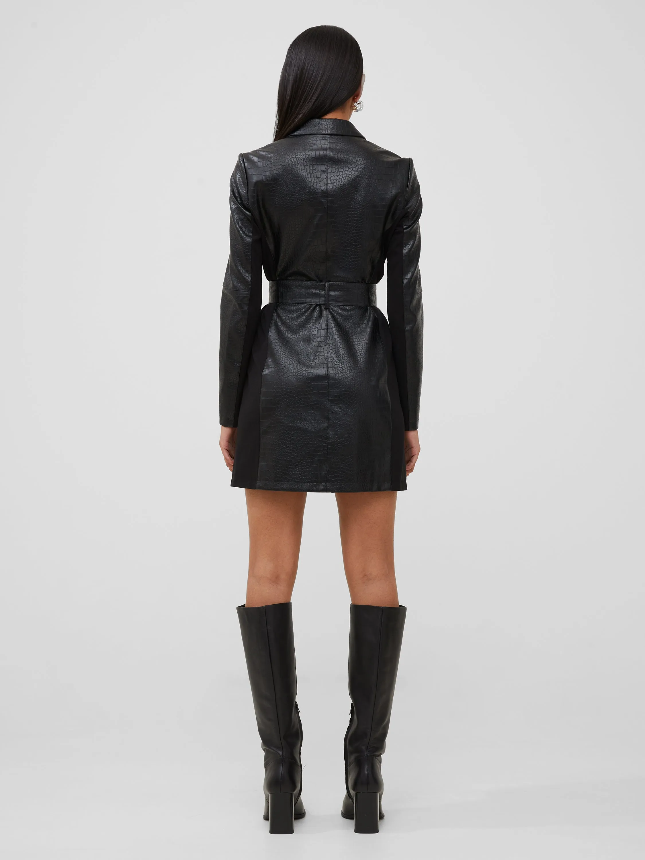 Clancy Faux Leather Belted Mini Dress