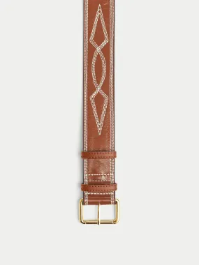 Collagerie Stitch Leather Belt | Tan