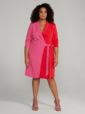 Colorblock Side-Tie Blazer Dress