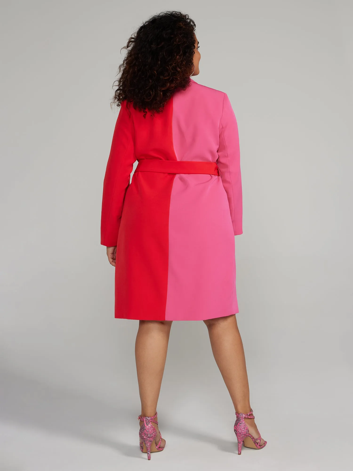 Colorblock Side-Tie Blazer Dress