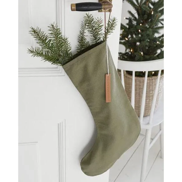 Cotton Christmas Stockings - Olive Green