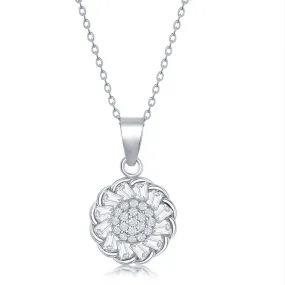 Cubic Zirconia Flower Design Pendant