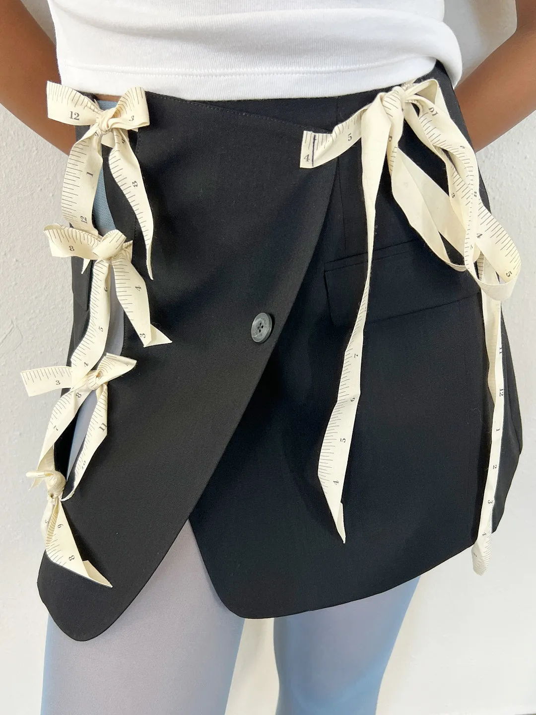 Cut-Out Blazer Skirt - Black/ Measuring Tape