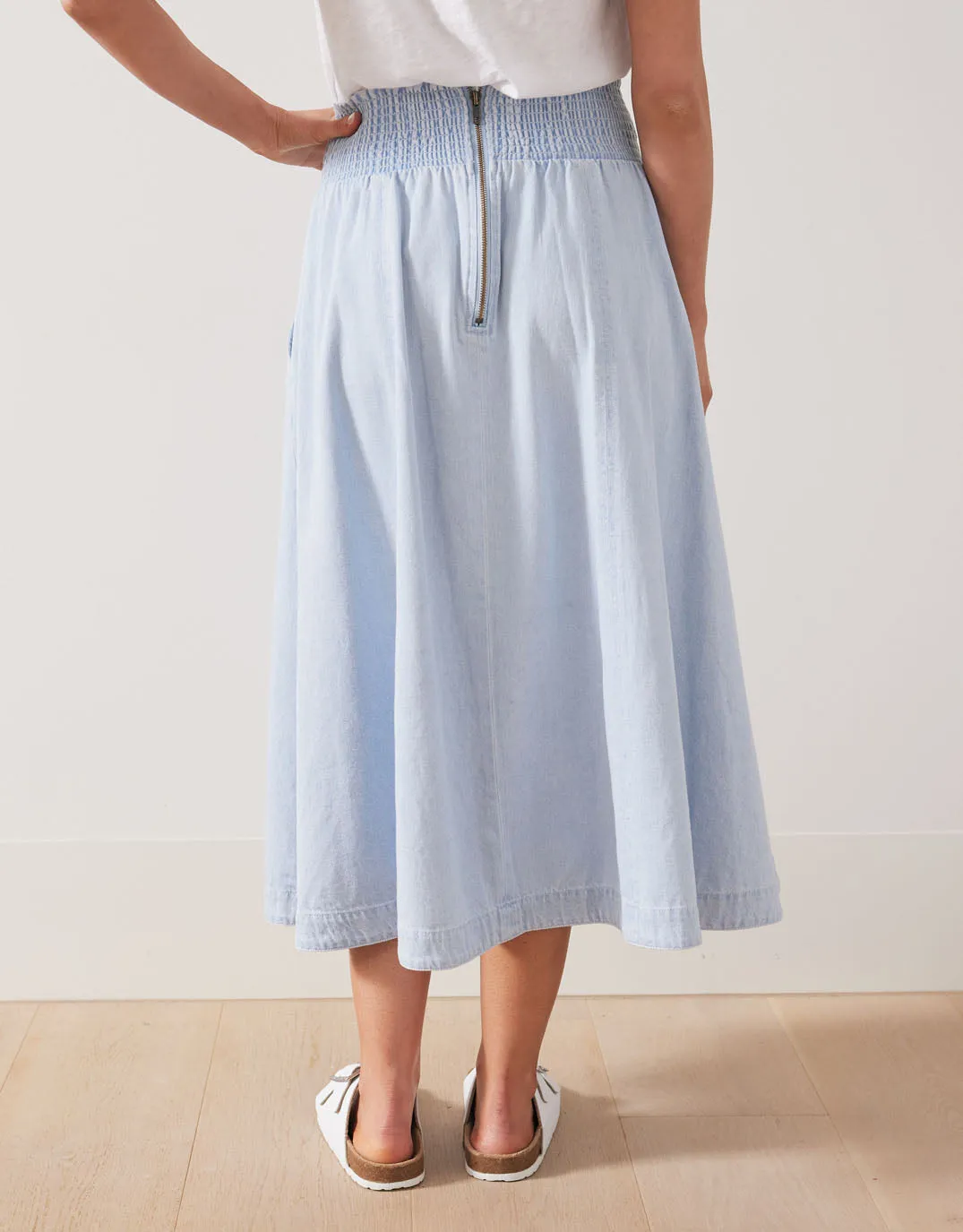 Dakota Denim Midi Skirt - Light Wash