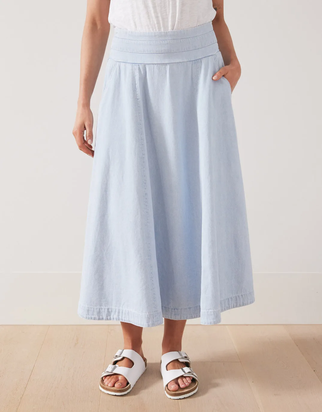 Dakota Denim Midi Skirt - Light Wash