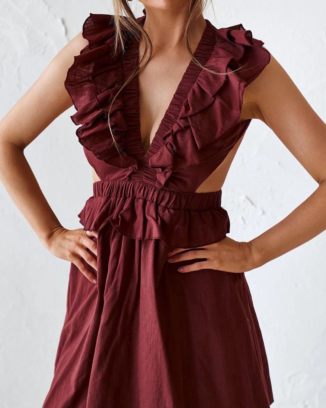 Darina Midi Dress - Burgundy