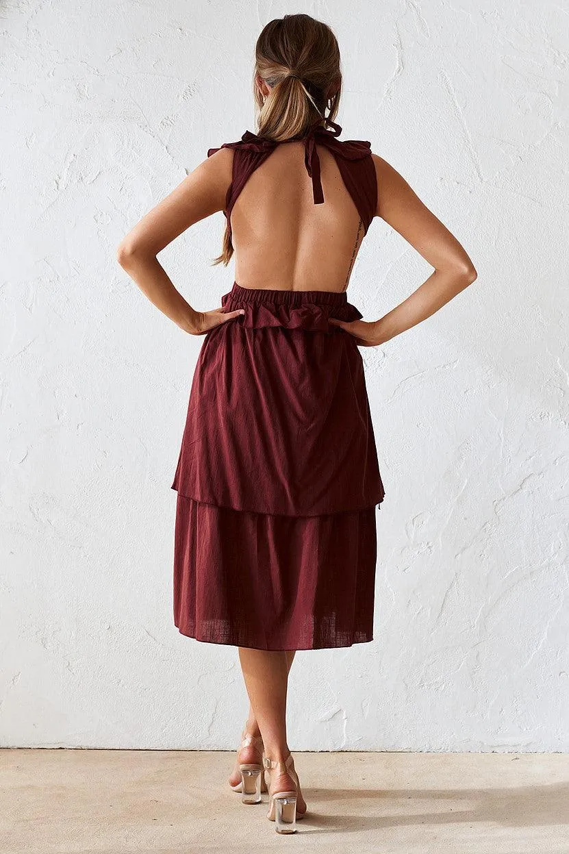 Darina Midi Dress - Burgundy