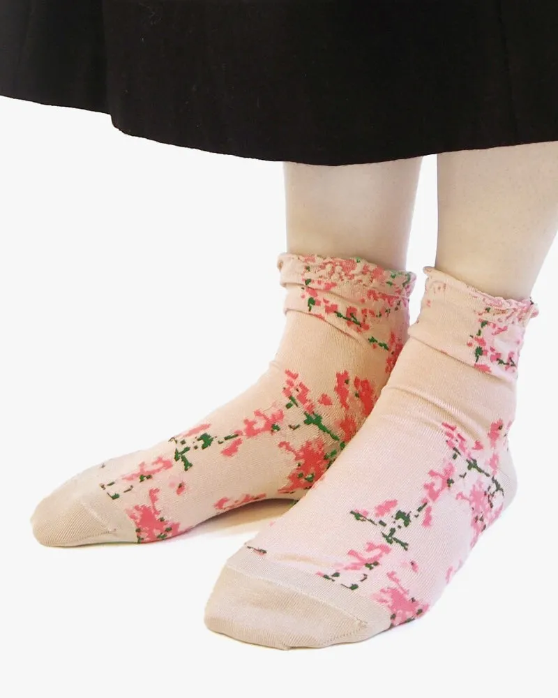 Debby Co., Ankle Socks, Andé Collection, Pink Floral