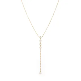 Diamond Bezel Lariat Necklace, 14k