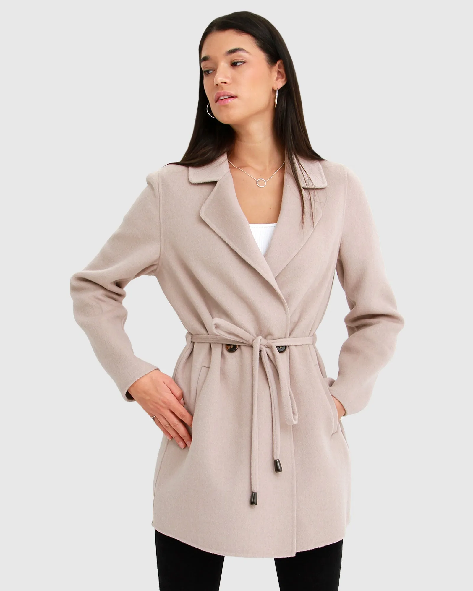 Electric Feel Drawstring Coat - Sand