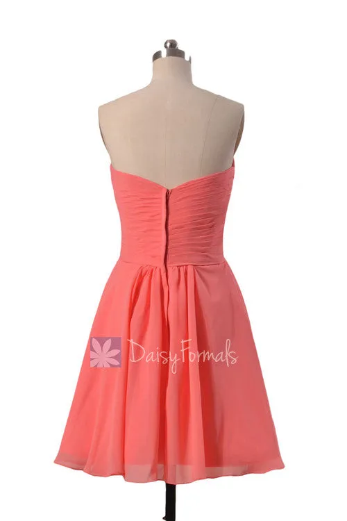 Elegant Cherry Red Bridesmaid Dress Cocktail Chiffon Formal Dress Bridal Party Dress (BM2442S)