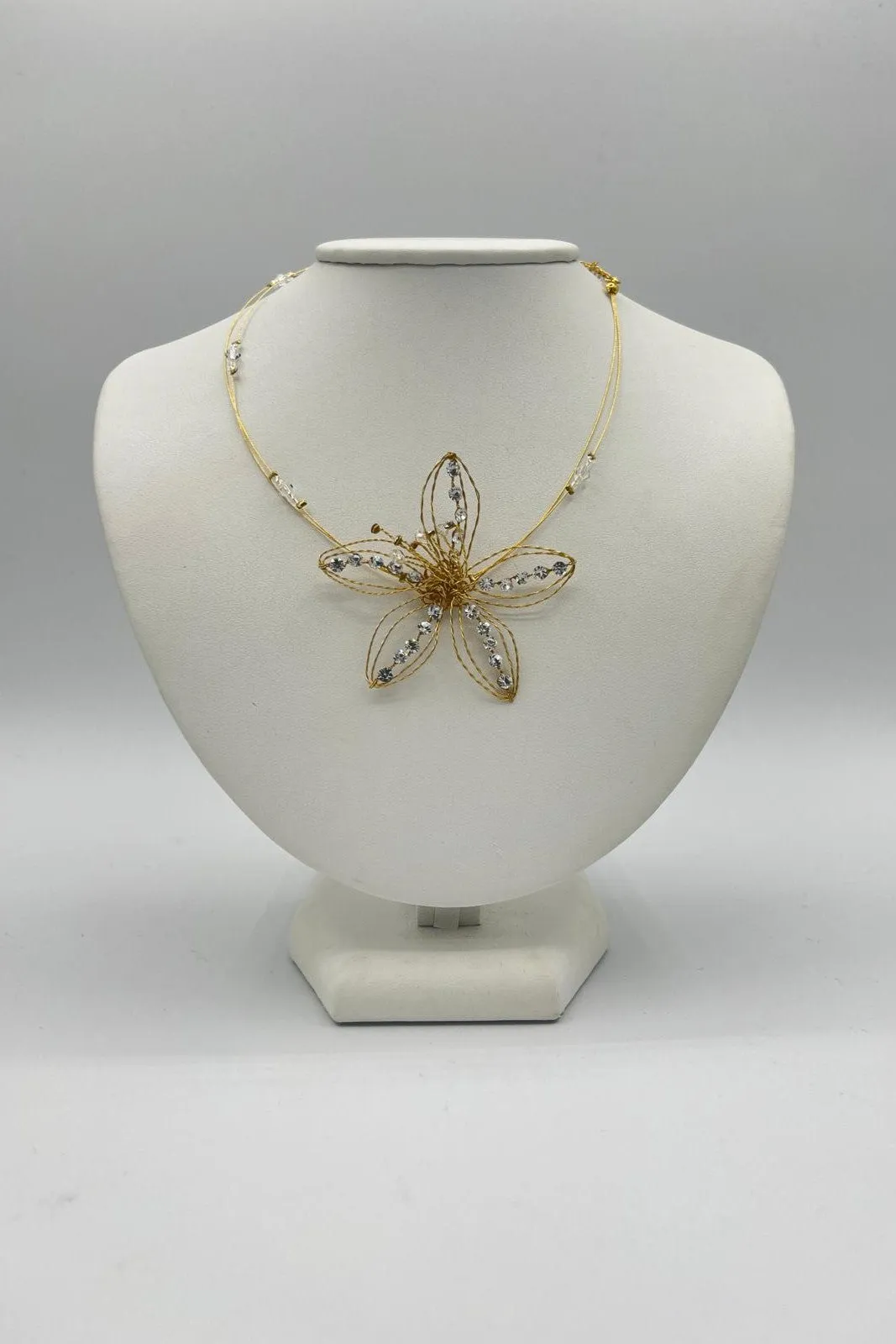 Elen Henderson Flower Wire Necklace with Crystals