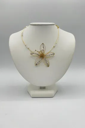 Elen Henderson Flower Wire Necklace with Crystals