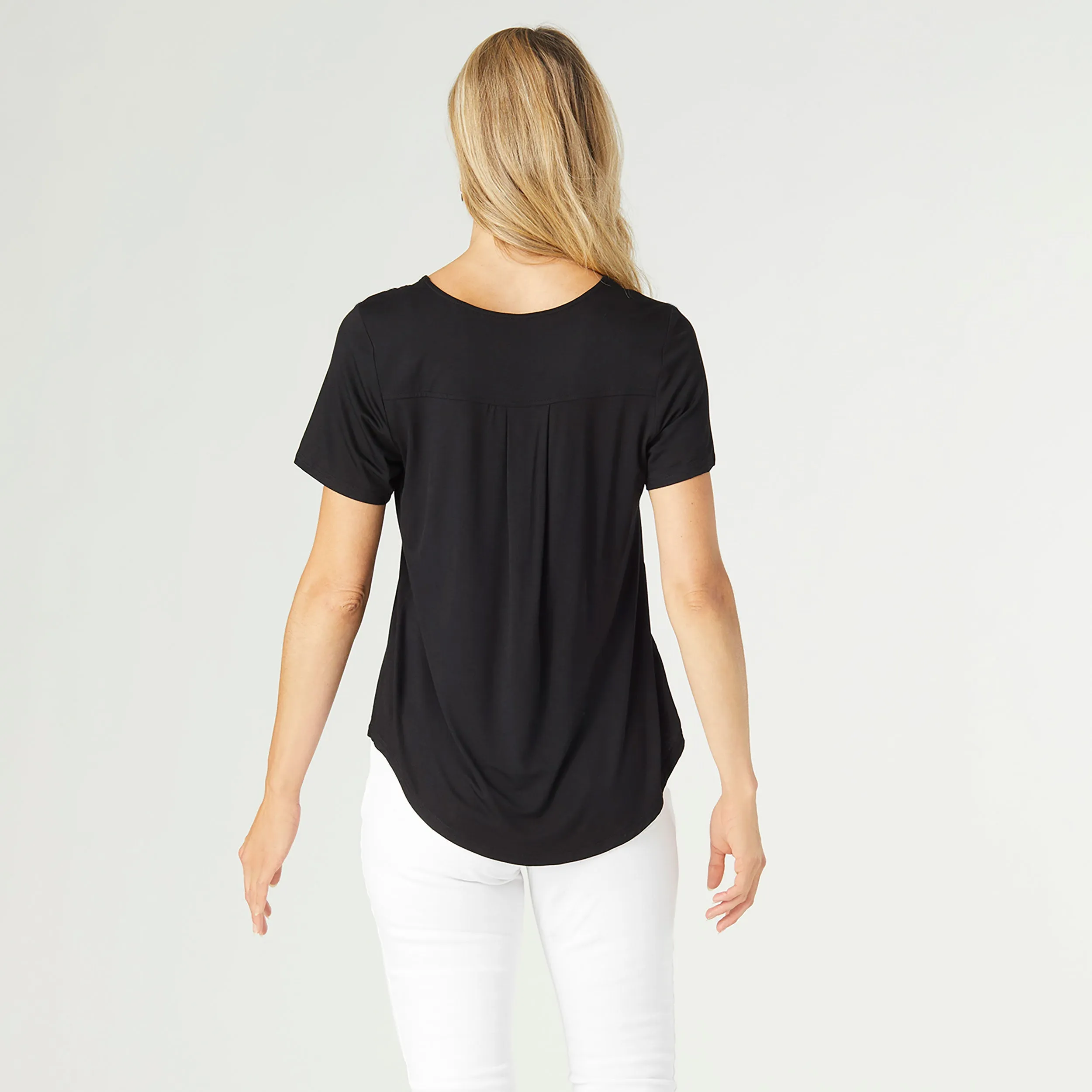 Erin Pleat Back Tee - Black