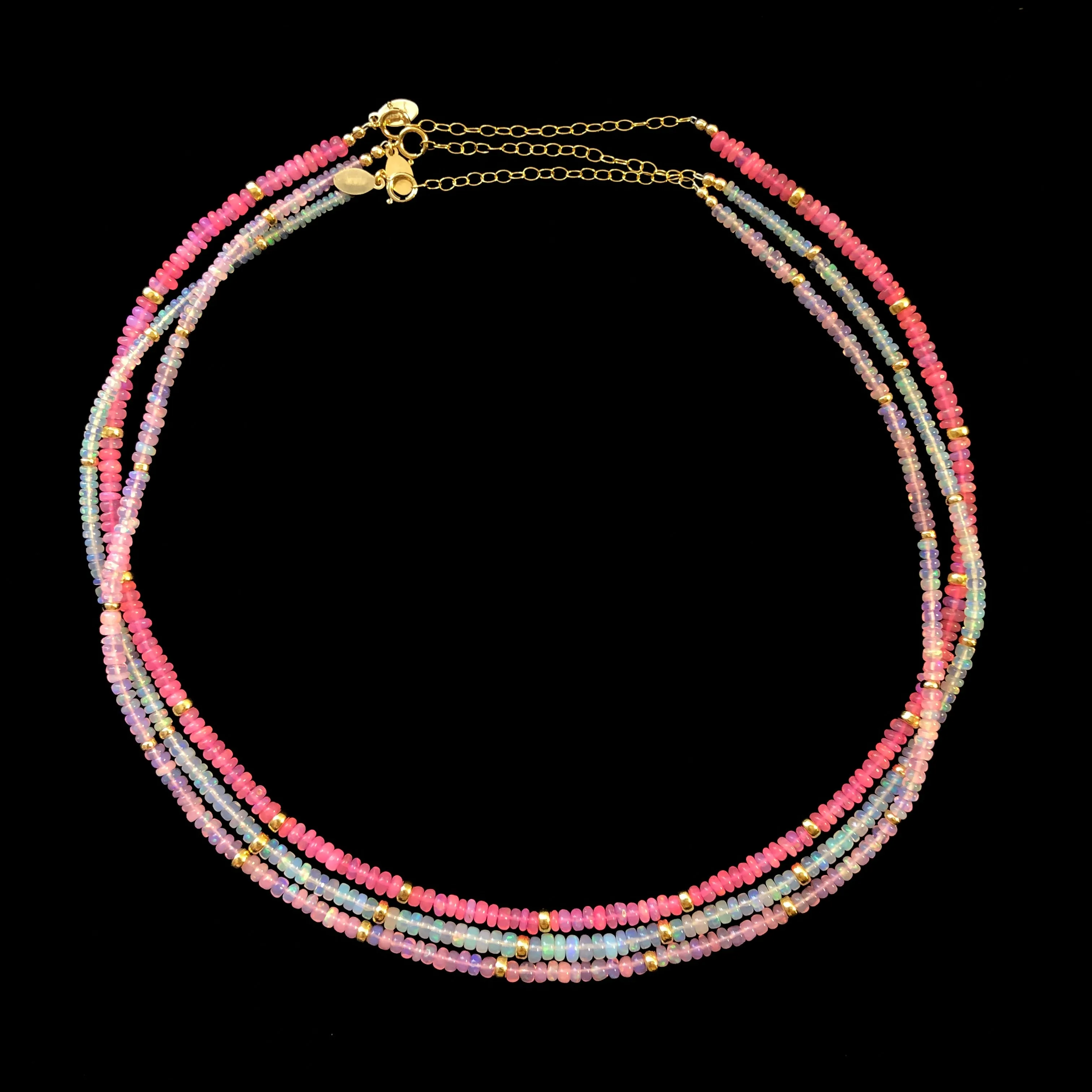 Ethiopian Opal & Gold Beaded Necklace